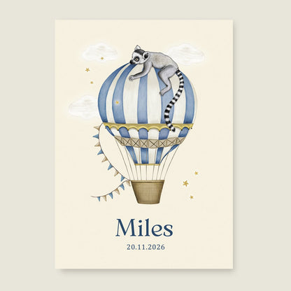Geboortekaartje Balloon Maki Blue - Story of July