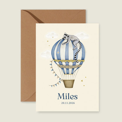 Geboortekaartje Balloon Maki Blue - Story of July