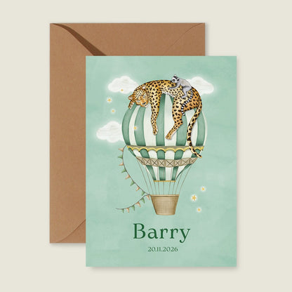Geboortekaartje Balloon Panter Green - Story of July