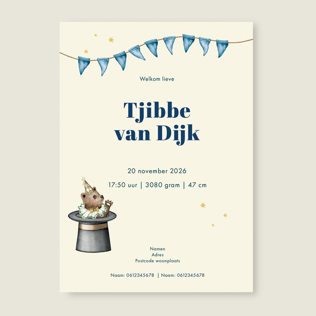 Geboortekaartje Bear With Me - Story of July