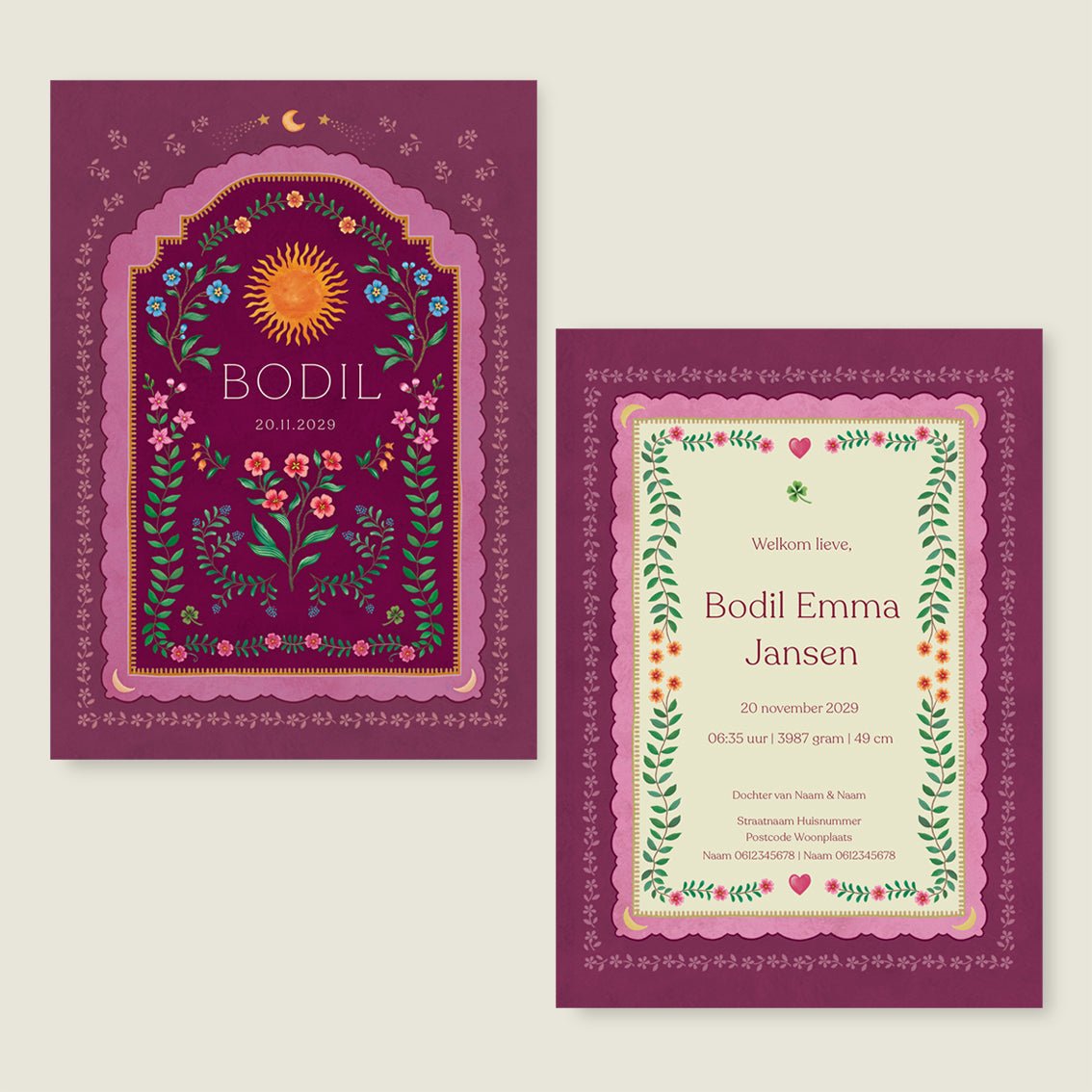 Geboortekaartje Blooming Sun Red - Story of July