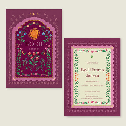 Geboortekaartje Blooming Sun Red - Story of July