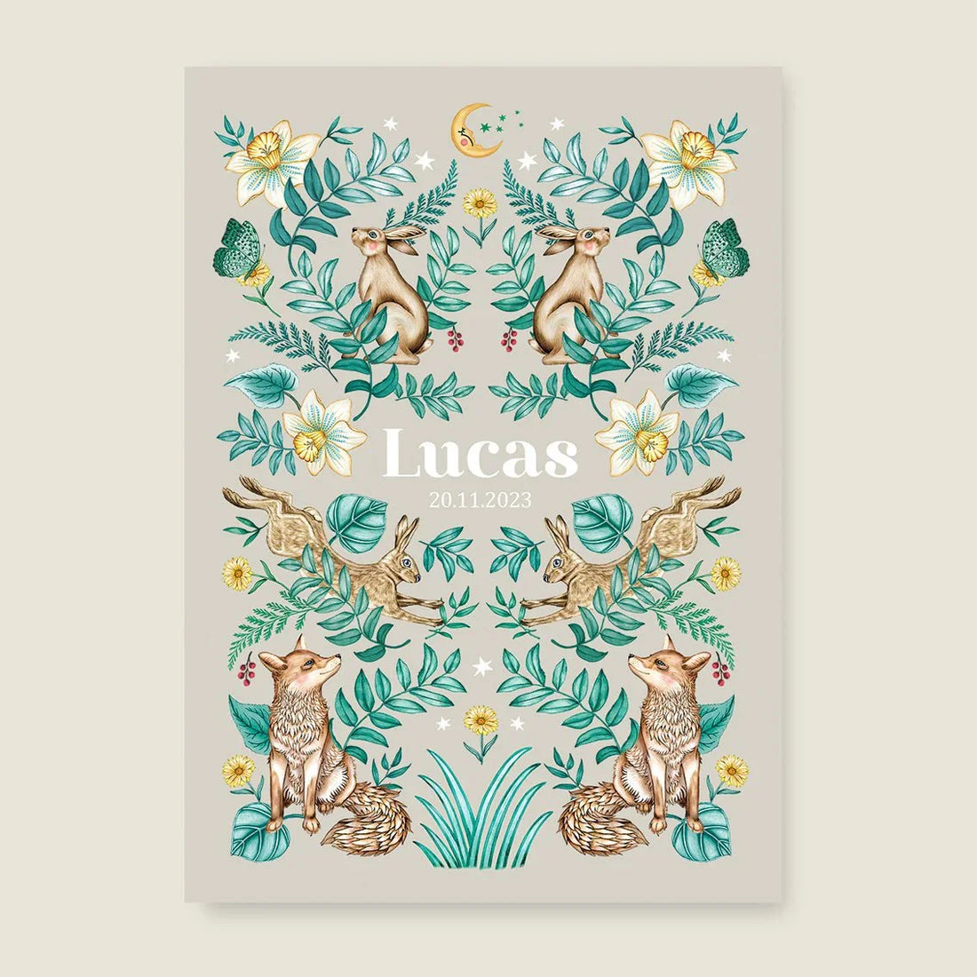 Geboortekaartje Bos Dieren Khaki - Story of July