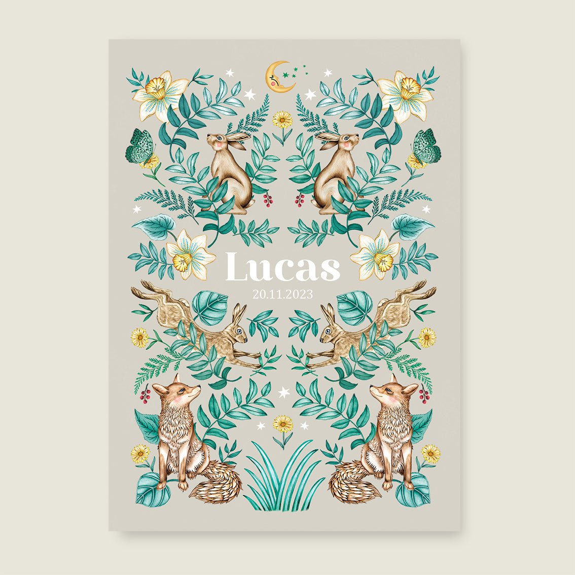 Geboortekaartje Bos Dieren Khaki - Story of July