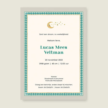 Geboortekaartje Bos Dieren Khaki - Story of July