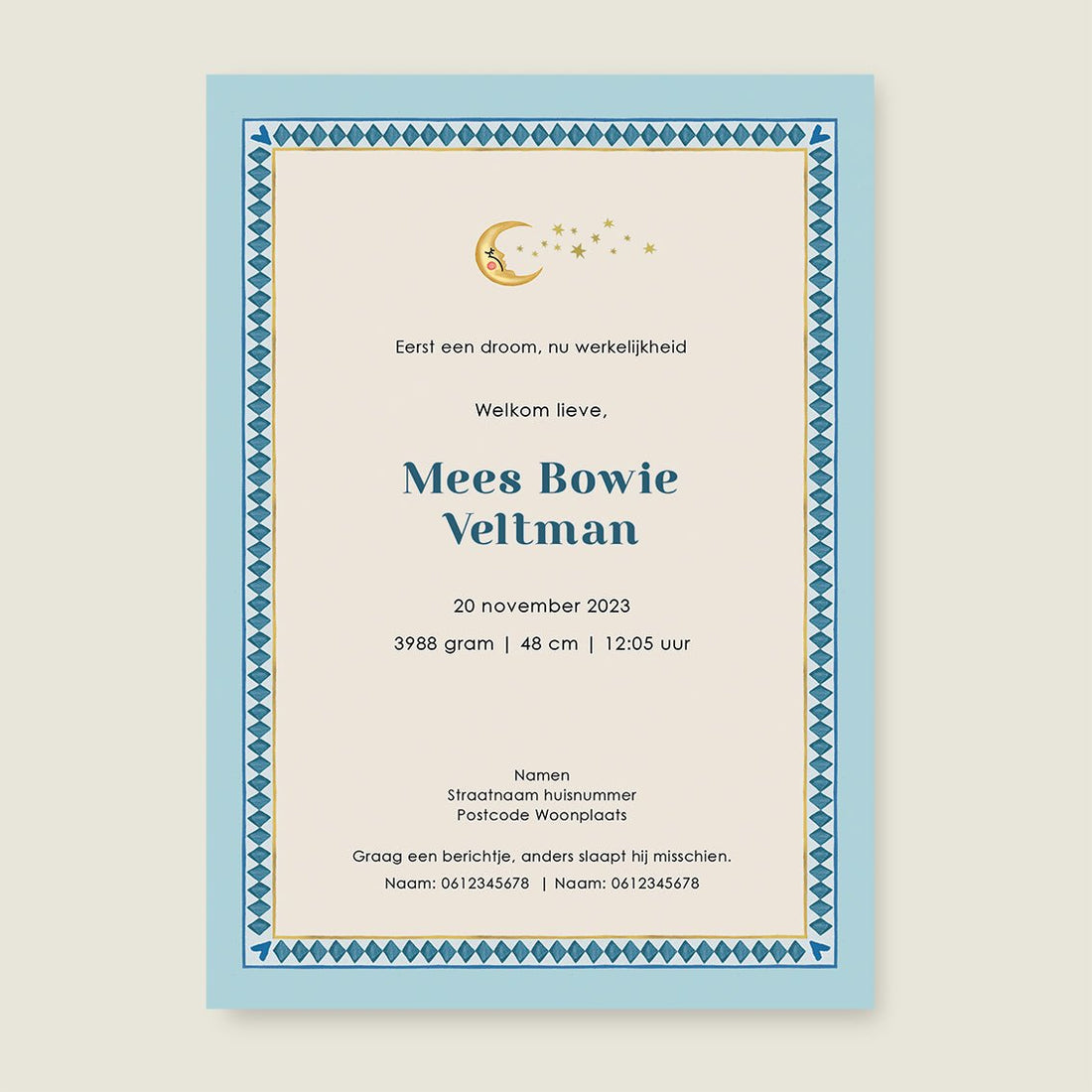 Geboortekaartje Bos Dieren Light Blue - Story of July