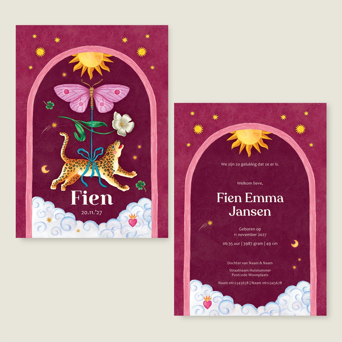 Geboortekaartje Bow Panther - Story of July