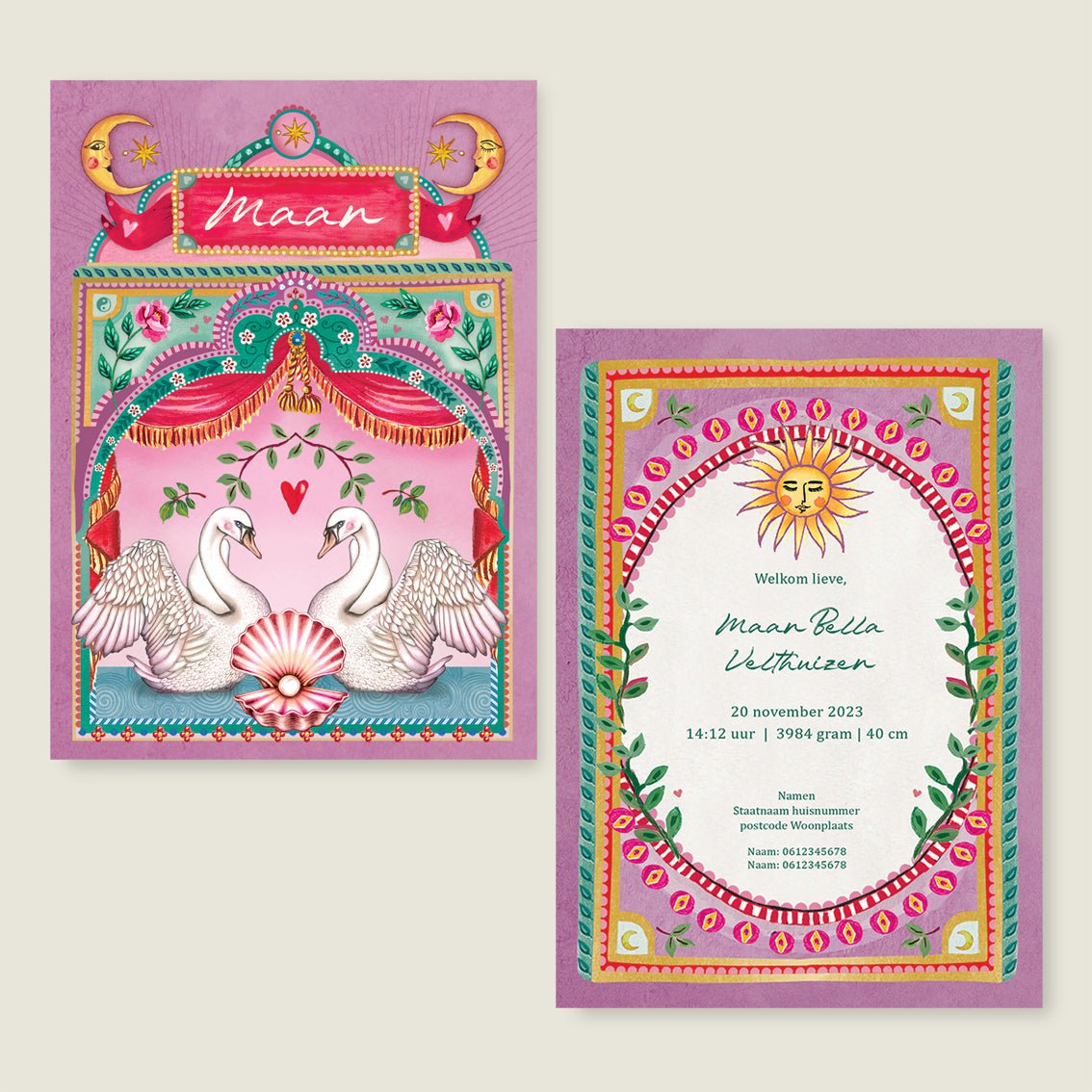 Geboortekaartje Dancing Swan Lila - Story of July