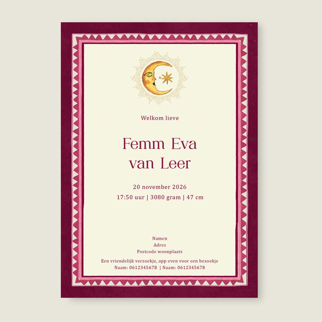 Geboortekaartje Dear Moon Red - Story of July