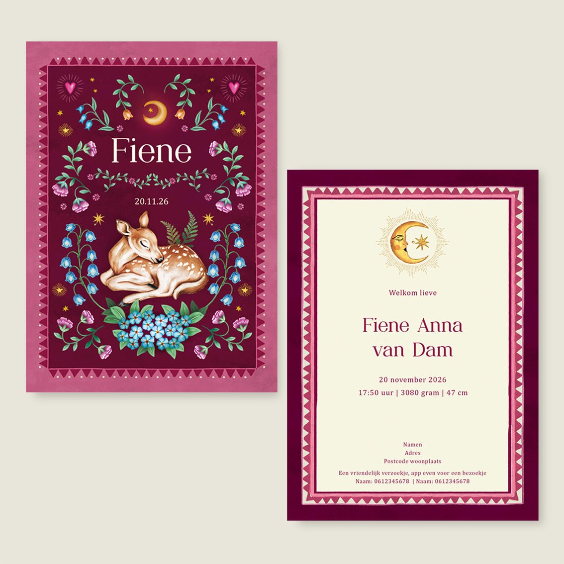 Geboortekaartje Dear Moonlight Red - Story of July