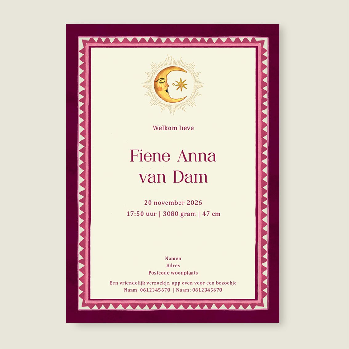 Geboortekaartje Dear Moonlight Red - Story of July