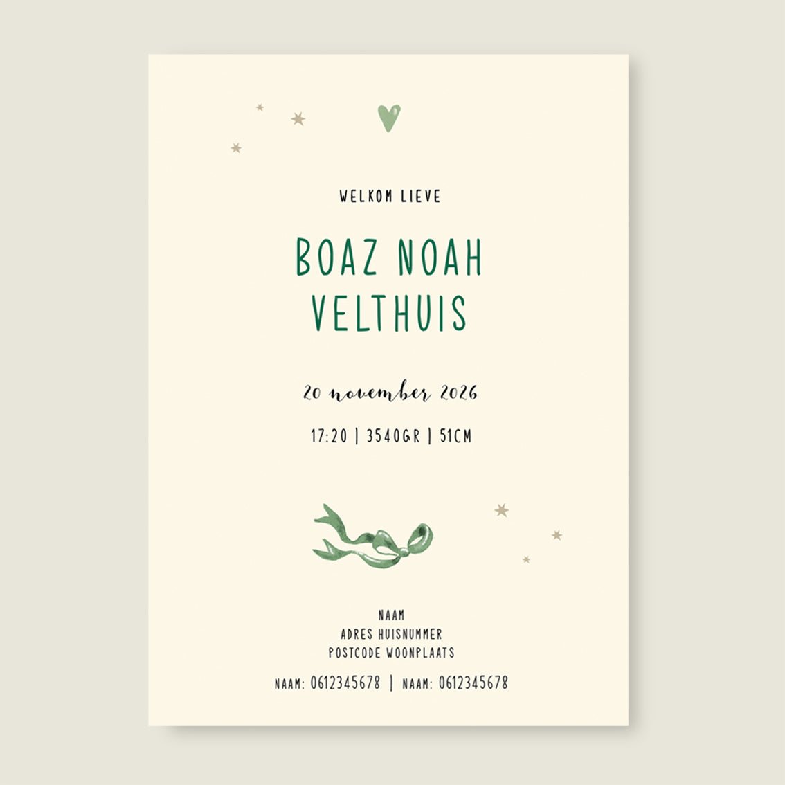 Geboortekaartje Elephant Balloon Green - Story of July