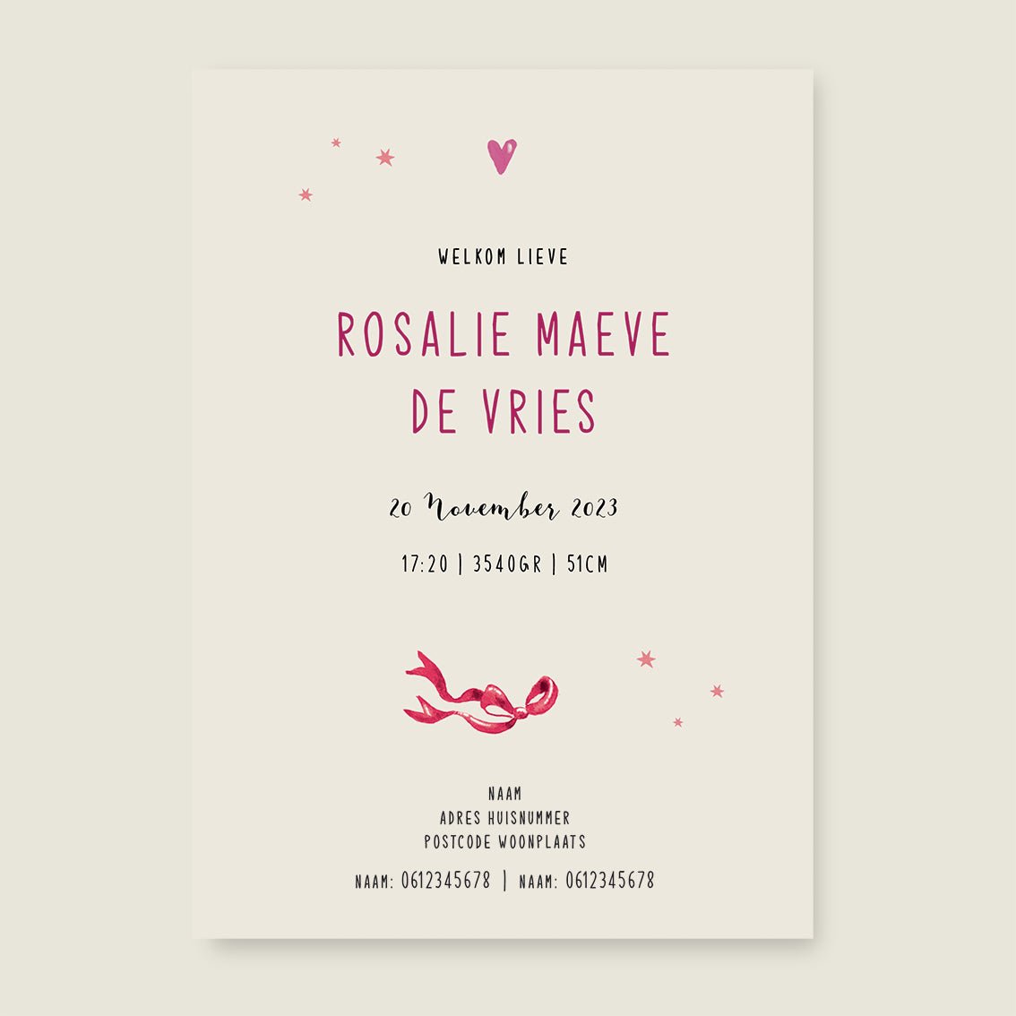 Geboortekaartje Elephant Balloon Lila - Story of July