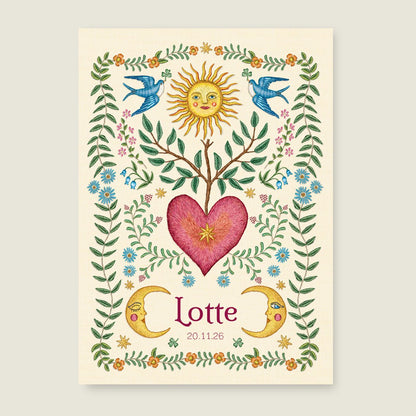 Geboortekaartje Embroider Heart Offwhite - Story of July