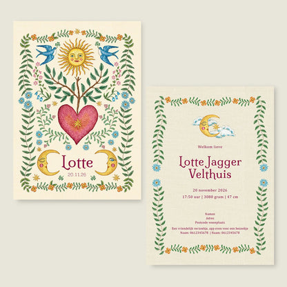 Geboortekaartje Embroider Heart Offwhite - Story of July