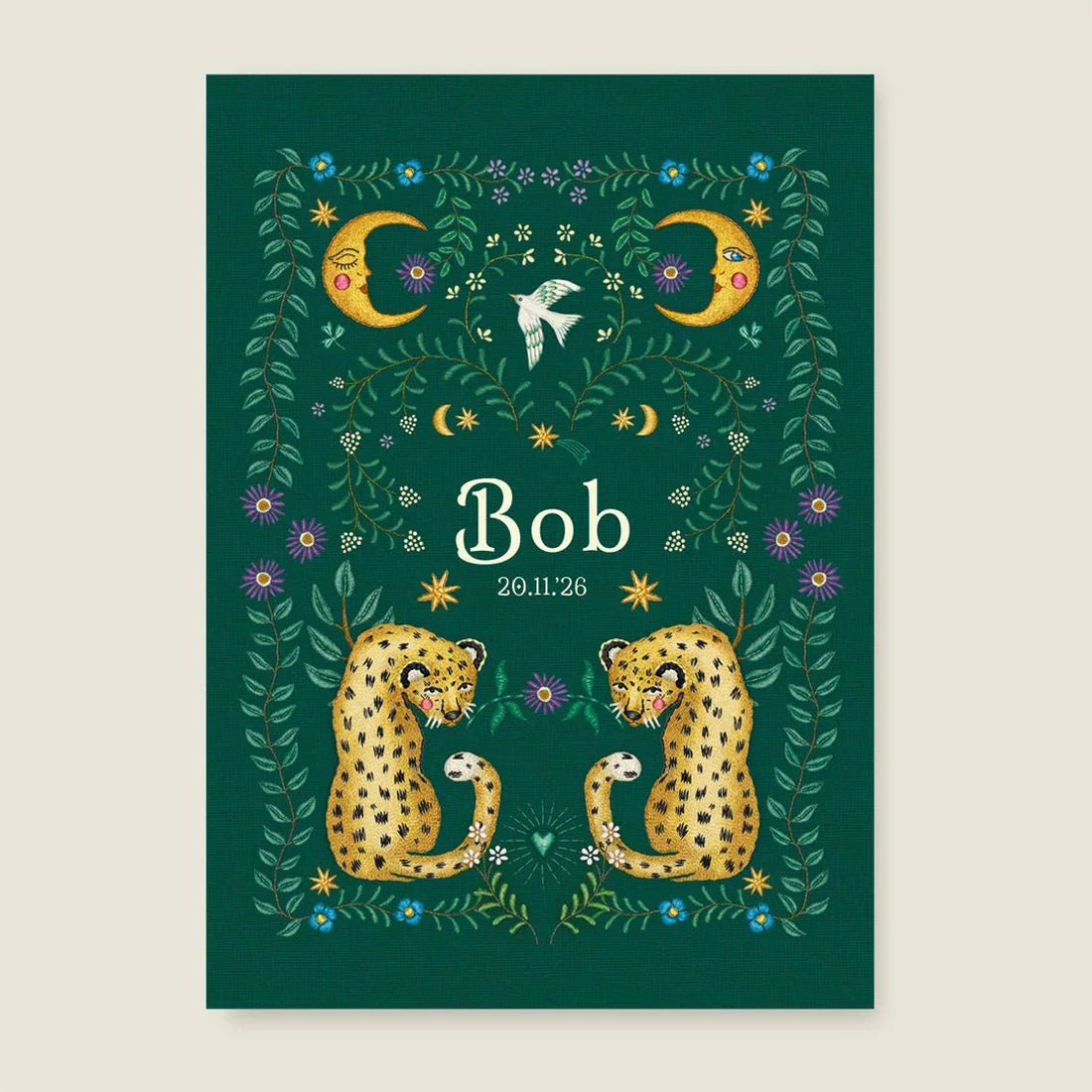 Geboortekaartje Embroider Panter Green - Story of July