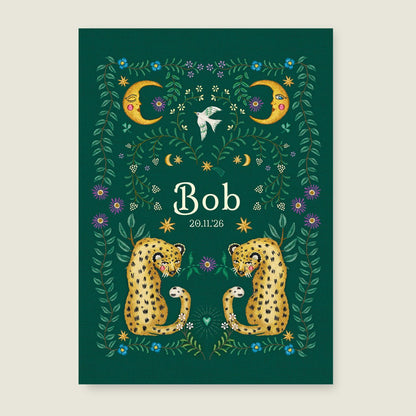 Geboortekaartje Embroider Panter Green - Story of July