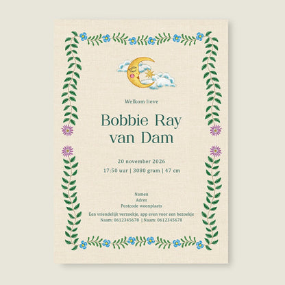 Geboortekaartje Embroider Panter Green - Story of July