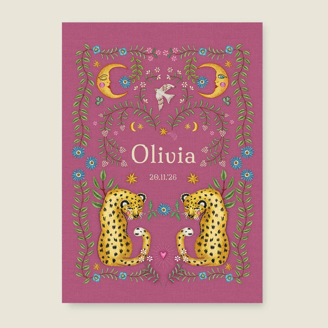 Geboortekaartje Embroider Panter Pink - Story of July