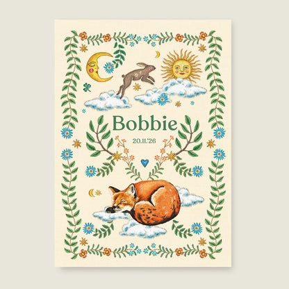 Geboortekaartje Embroider Rabbit Offwhite - Story of July