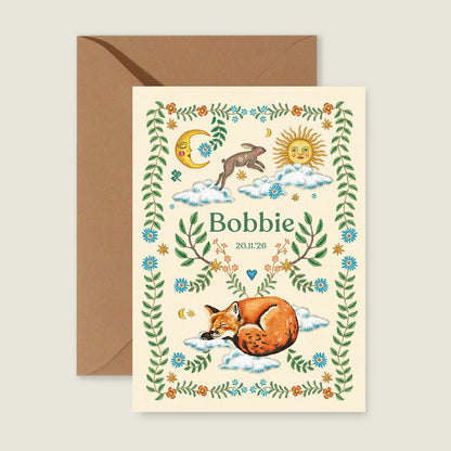 Geboortekaartje Embroider Rabbit Offwhite - Story of July