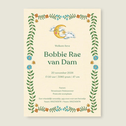 Geboortekaartje Embroider Rabbit Offwhite - Story of July