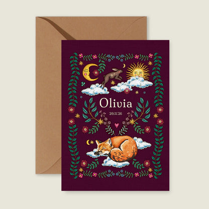 Geboortekaartje Embroider Rabbit Red - Story of July