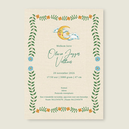 Geboortekaartje Embroider Swan Heart Light Green - Story of July