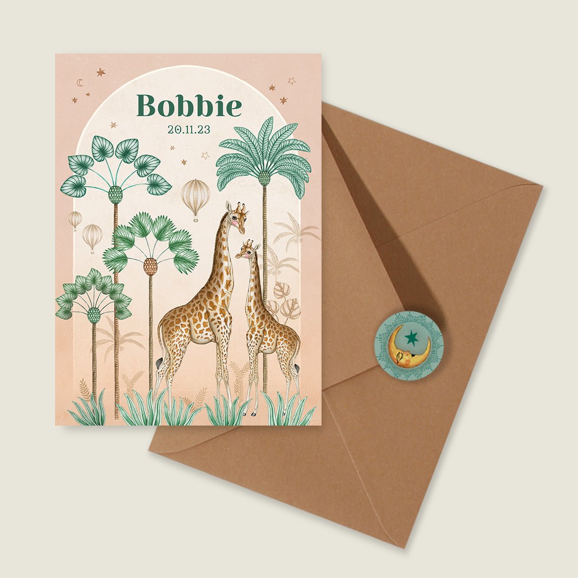 Geboortekaartje Giraffe Palms Terra - Story of July