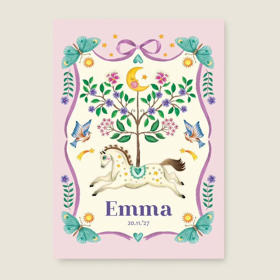 Geboortekaartje Horse And Butterflys - Story of July