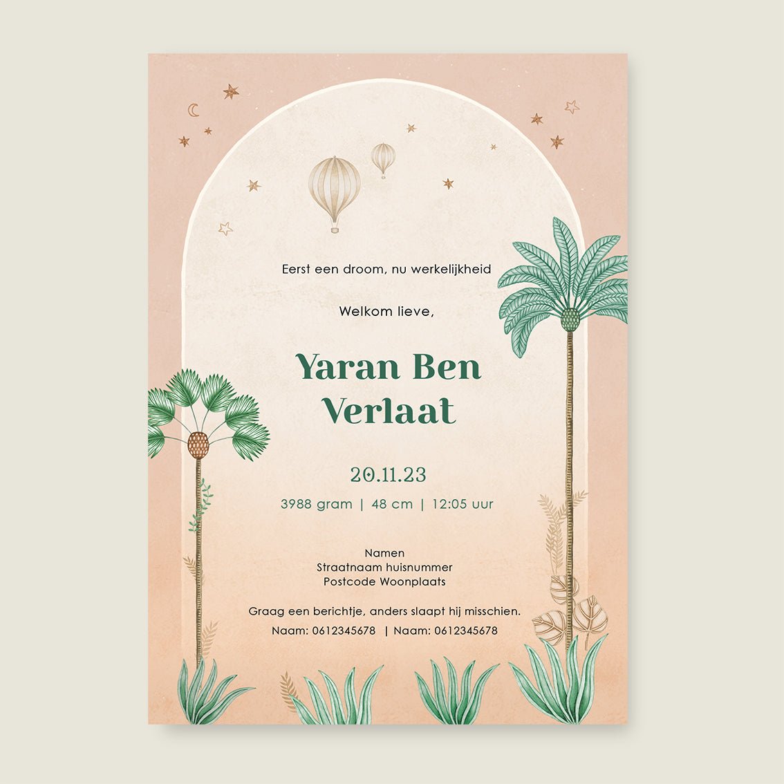 Geboortekaartje Lion Palms Terra - Story of July