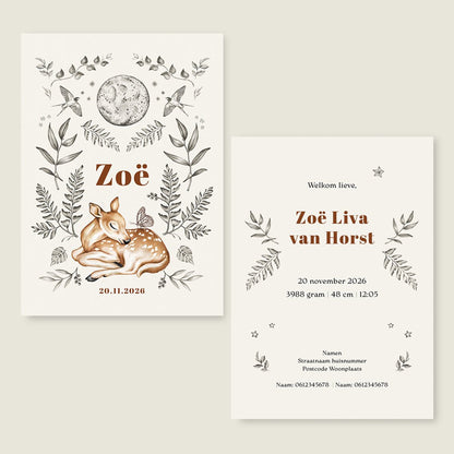 Geboortekaartje Little Dear Offwhite - Story of July