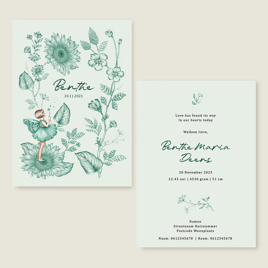 Geboortekaartje Little Elf Green - Story of July