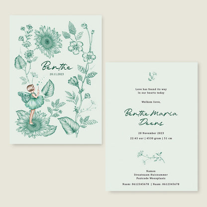 Geboortekaartje Little Elf Green - Story of July