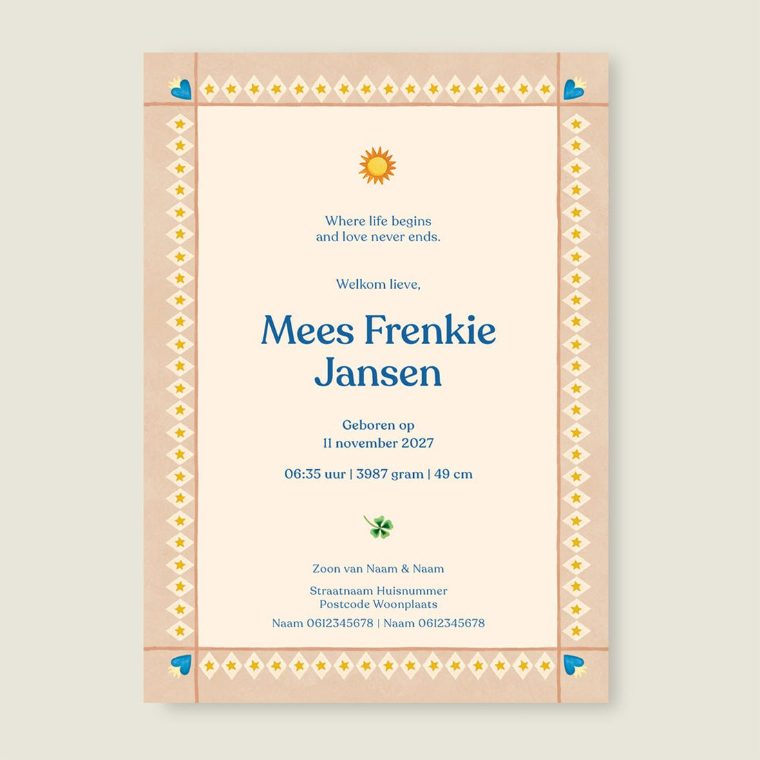 Geboortekaartje Lovely Lion Heart - Story of July