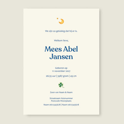 Geboortekaartje Lullabye - Story of July