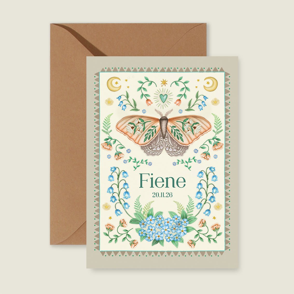 Geboortekaartje Moon Moth Offwhite - Story of July