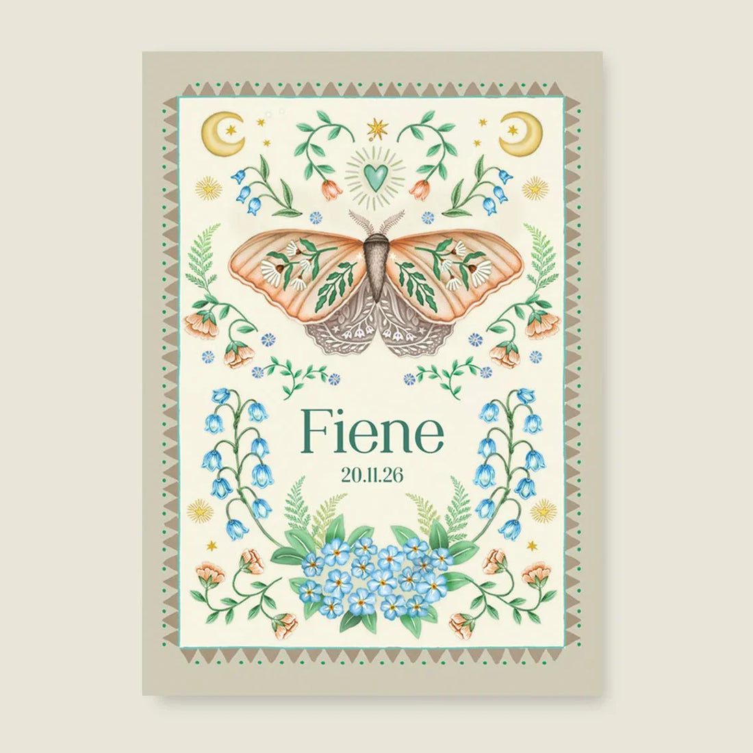 Geboortekaartje Moon Moth Offwhite - Story of July