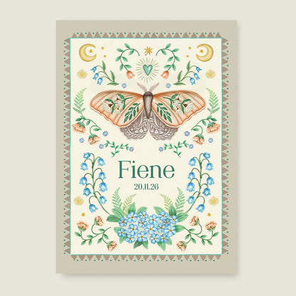 Geboortekaartje Moon Moth Offwhite - Story of July