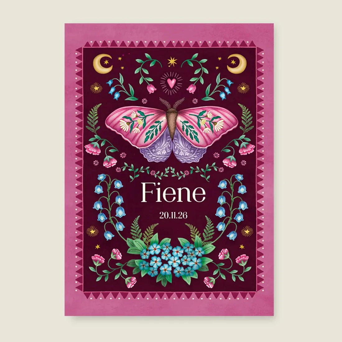 Geboortekaartje Moon Moth Red - Story of July