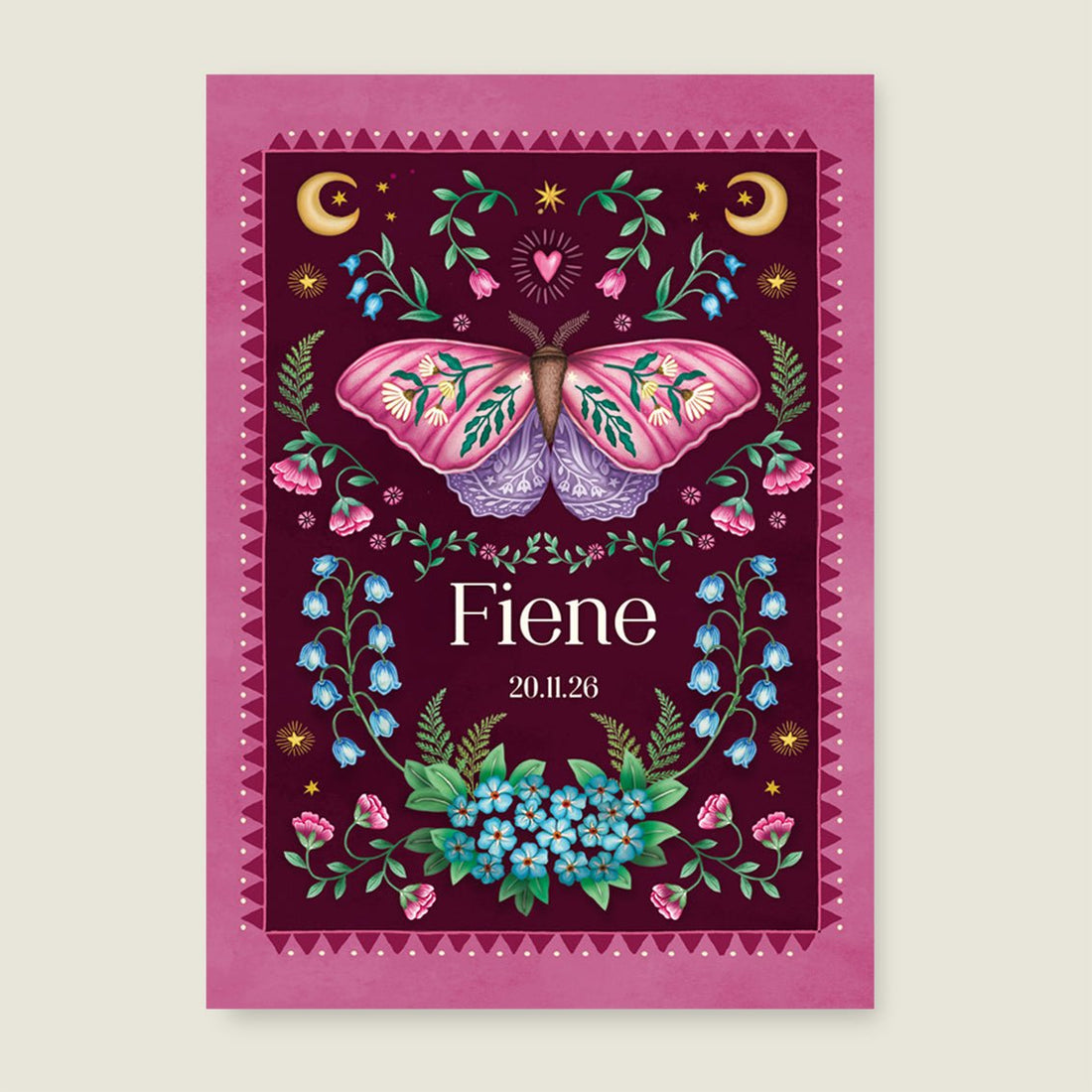 Geboortekaartje Moon Moth Red - Story of July