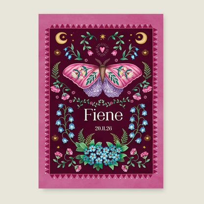 Geboortekaartje Moon Moth Red - Story of July