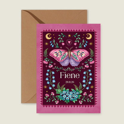 Geboortekaartje Moon Moth Red - Story of July