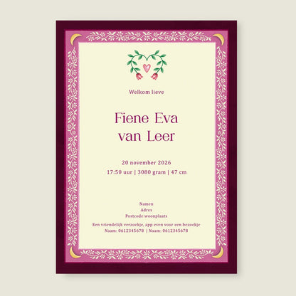 Geboortekaartje Moon Moth Red - Story of July