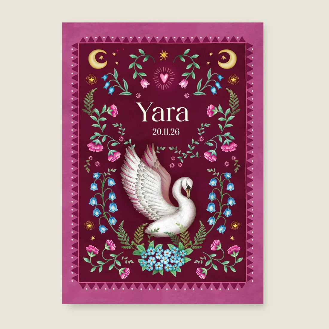 Geboortekaartje Moon Swan Red - Story of July