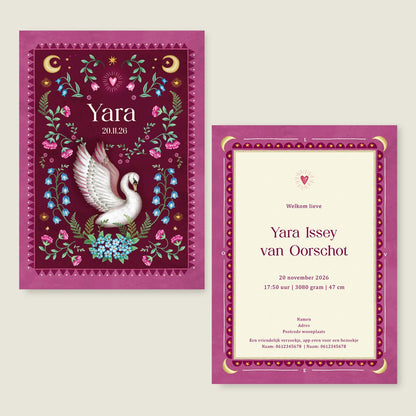 Geboortekaartje Moon Swan Red - Story of July