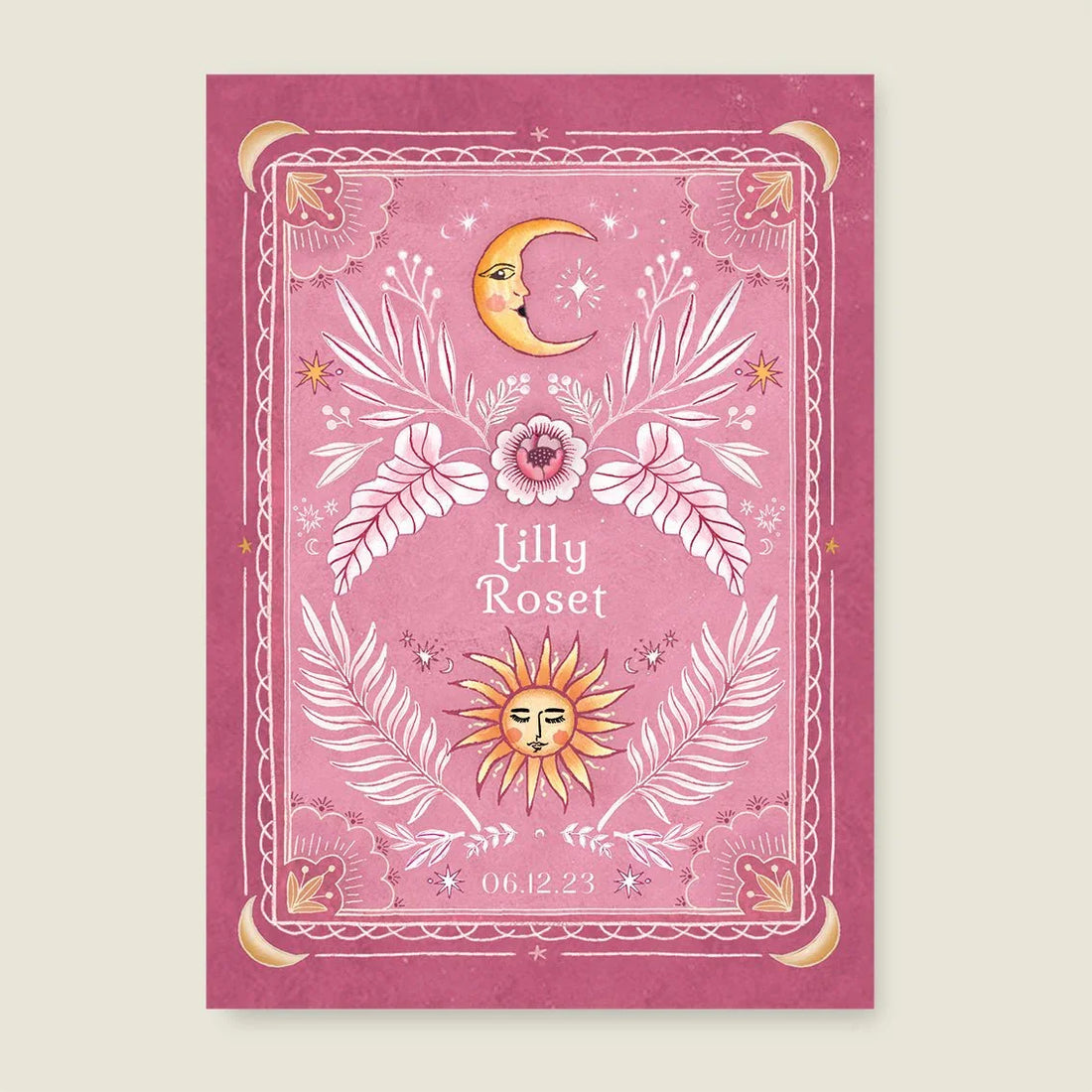Geboortekaartje Moonchild Pink - Story of July