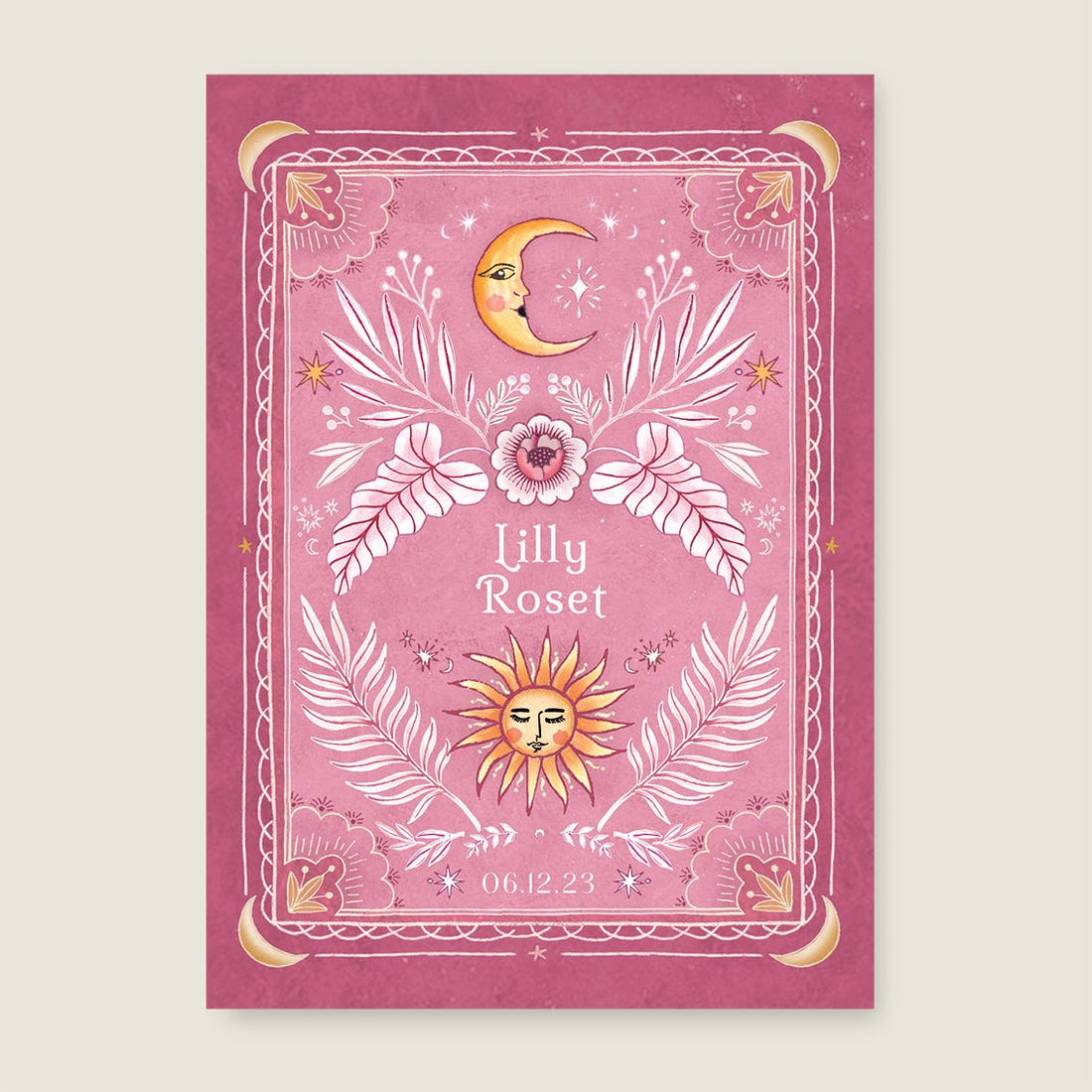 Geboortekaartje Moonchild Pink - Story of July