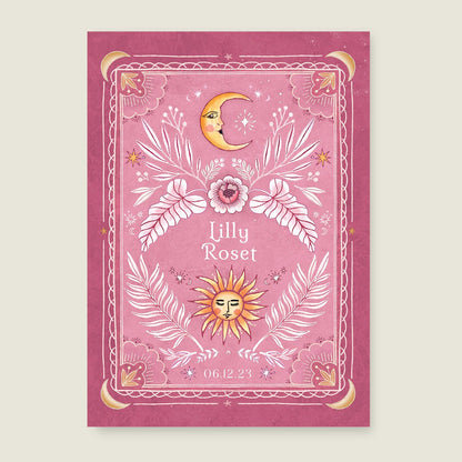 Geboortekaartje Moonchild Pink - Story of July