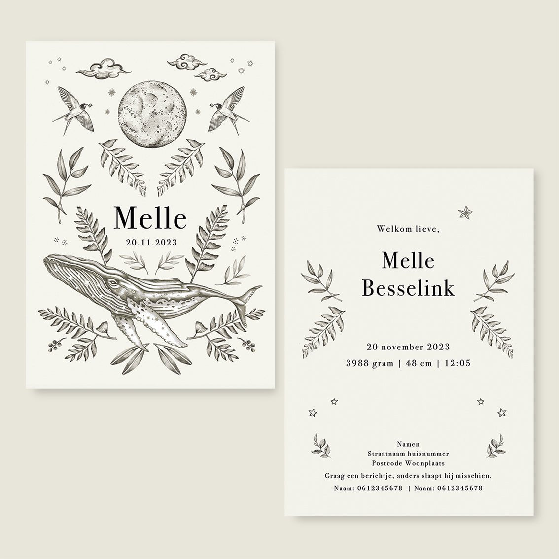 Geboortekaartje Nature Whale - Story of July